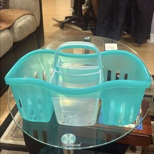 Aqua and Clear Plastic Storage Caddy